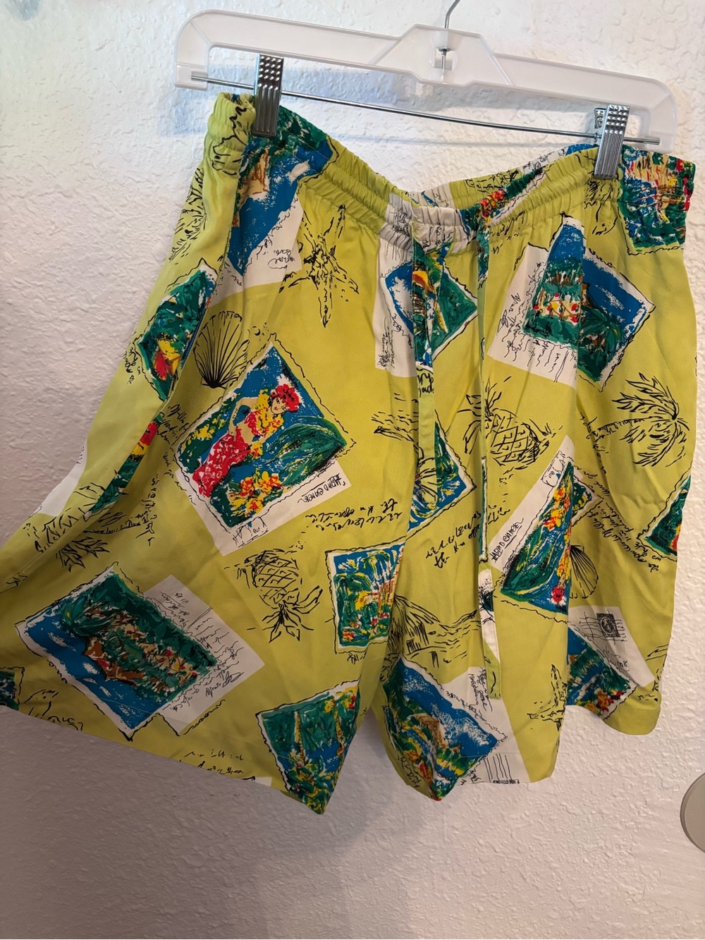 Vintage Clio Silk M Shorts Resort Novelty coastal Hawaii beach lounge